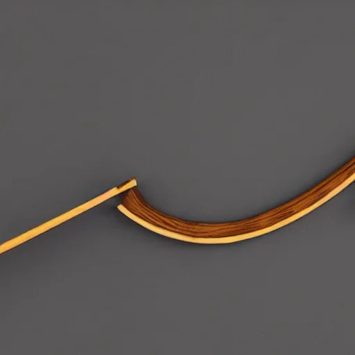 Prompt: 3 d render of a strung medieval longbow made of polished black wood and cloaked in shadow, high detail, 4 k, uhd