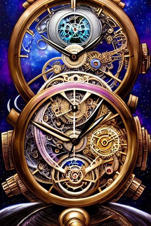 Prompt: intricate eternal gateway chronograph tourbillon clocks to the multiverse james gurney, dan luvisi, Petros Afshar, tim hildebrandt, liam wong, Mark Riddick, thomas kinkade, ernst haeckel, dan mumford, trending on artstation, josephine wall, WLOP, cgsociety by Gediminas Pranckevicius, trending on cgsociety and DeviantArt