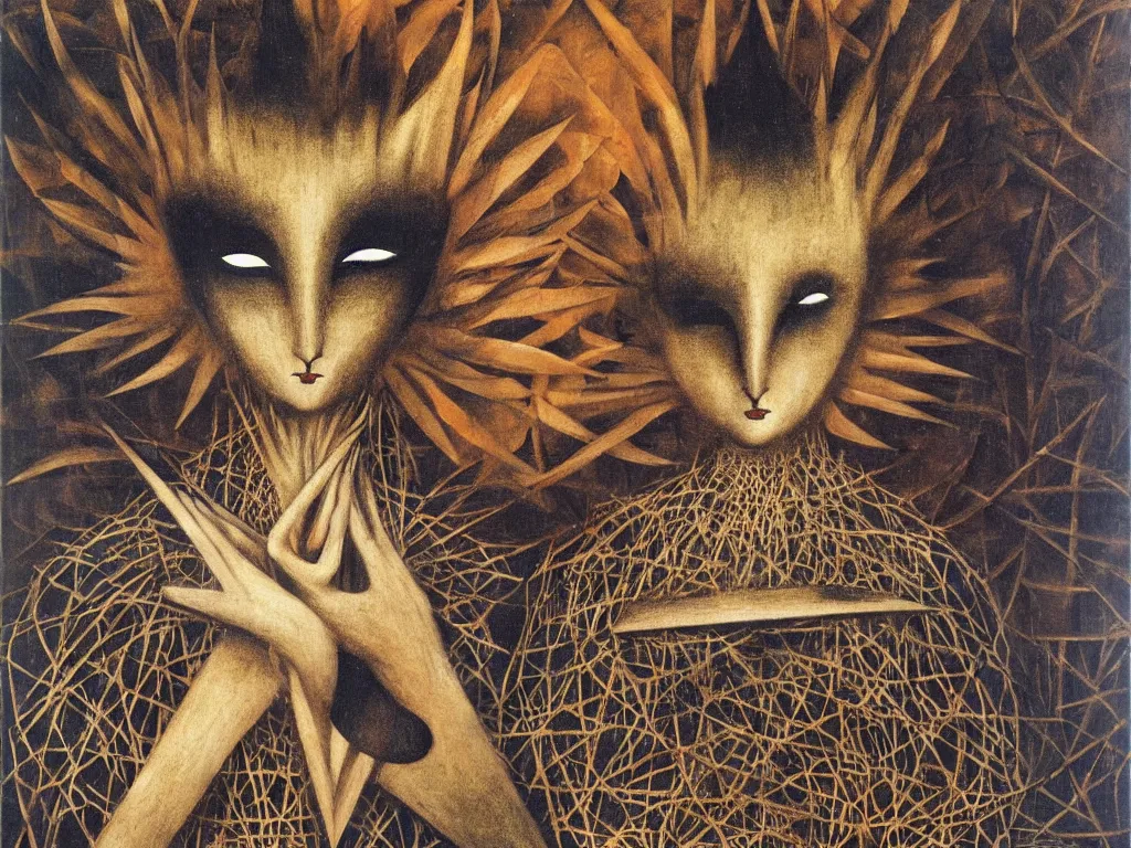 Image similar to the mother of all masks. painting by remedios varo, aoshima chiho