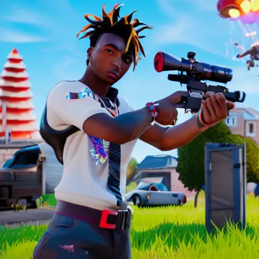 Image similar to playboi carti in fortnite 4 k detailed super realistic