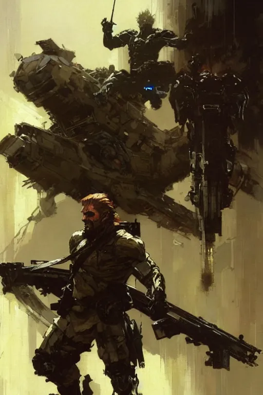 Image similar to metal gear boss dnd, painting by gaston bussiere, craig mullins, greg rutkowski, yoji shinkawa