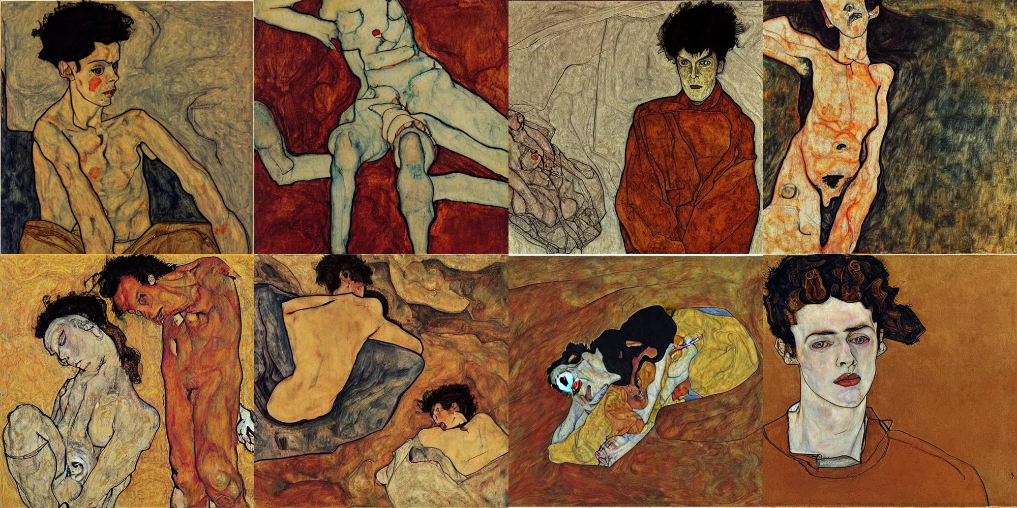 Prompt: Artwork by Egon Schiele