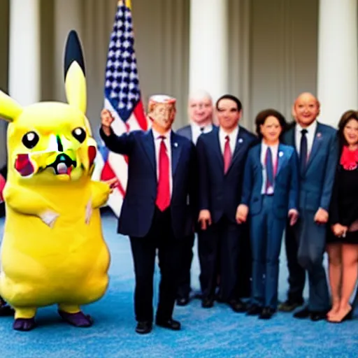 Image similar to Pikachu is elected president of the United States, photograph via White House photographer