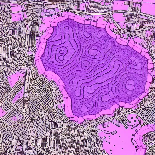 Image similar to giant pink purple bubbles with cities inside them, extremely detailed