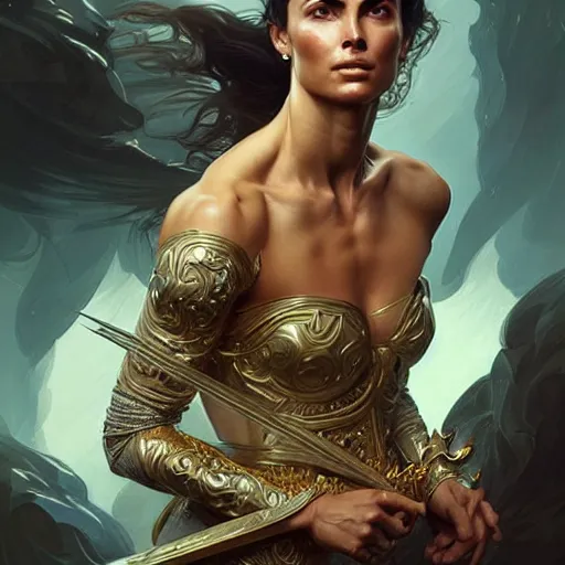 Image similar to cristiano ronaldo as a female, d & d style, fantasy, intricate, elegant, highly detailed, digital painting, artstation, concept art, matte, sharp focus, illustration, art by artgerm and greg rutkowski and alphonse mucha