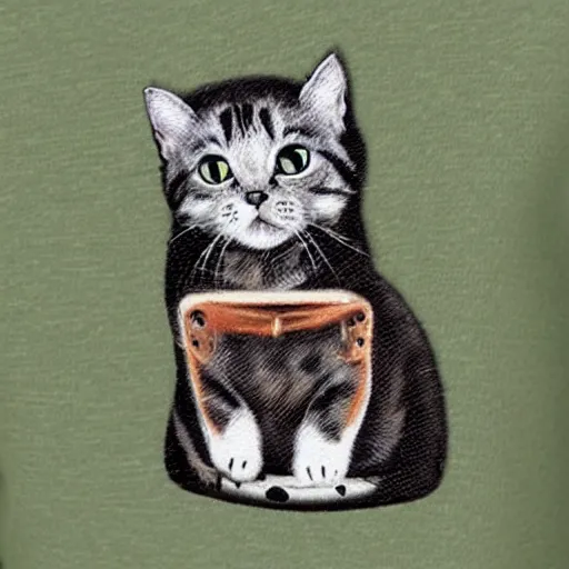 Image similar to cute cat in the pocket of a tshirt