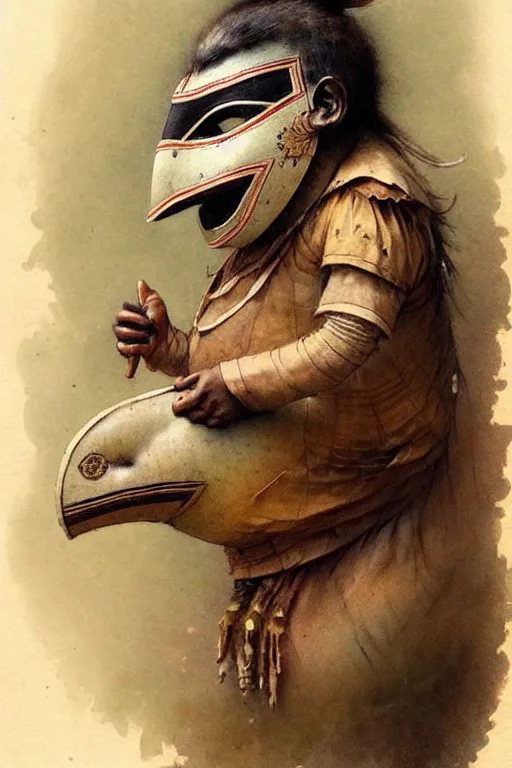 Image similar to ( ( ( ( ( javanese mask. muted colors. ) ) ) ) ) by jean - baptiste monge!!!!!!!!!!!!!!!!!!!!!!!!!!!