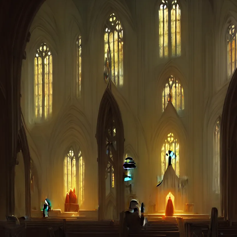 Image similar to curch with chapel, glory light, digital painting, greg rutkowski, artstation, cinematic, matte painting