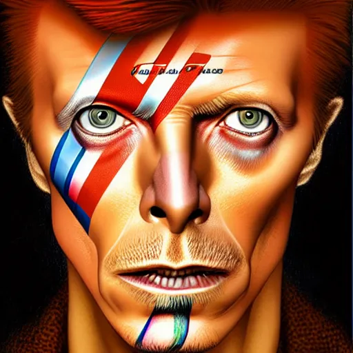 Image similar to digital painting of david bowie by filipe pagliuso and justin gerard, symmetric, fantasy, highly, detailed, realistic, intricate