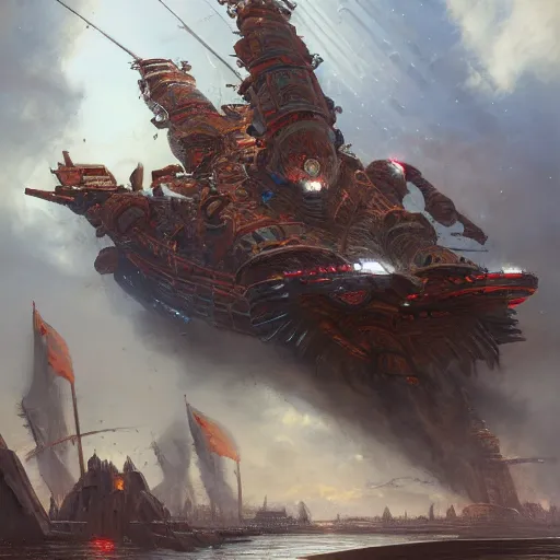 Prompt: Aztec Battlecruiser, detailed, centered, digital painting, artstation, concept art, donato giancola, Joseph Christian Leyendecker, WLOP, Boris Vallejo, Breathtaking, 8k resolution, extremely detailed, beautiful, establishing shot, artistic, hyperrealistic, beautiful face, octane render, cinematic lighting, dramatic lighting, masterpiece