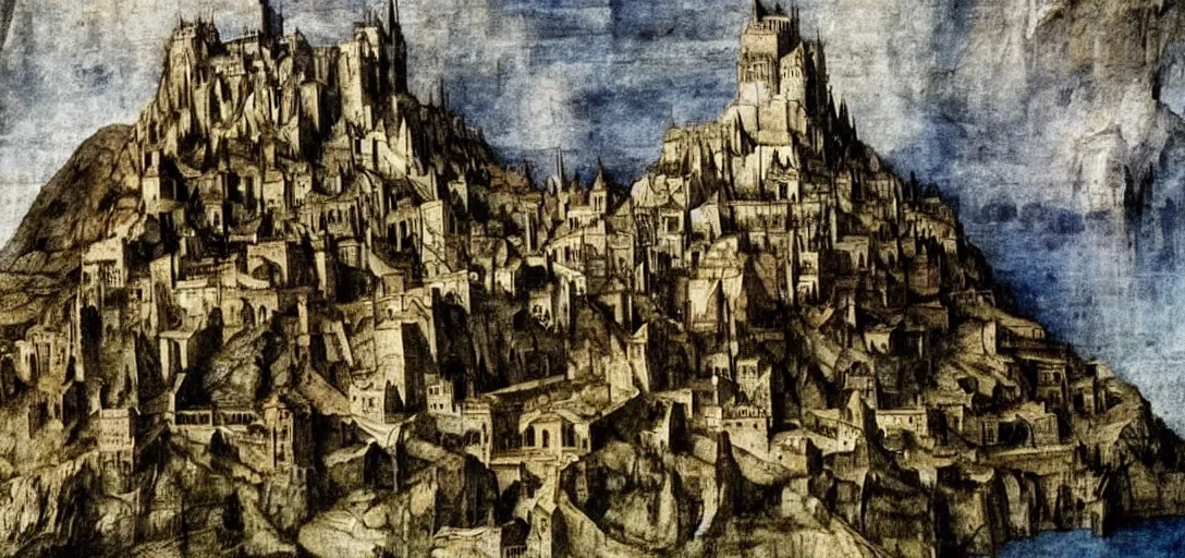 Minas Tirith Rembrandt Painting Graphic · Creative Fabrica