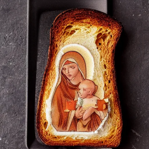 Image similar to virgin mary shape burnt toast