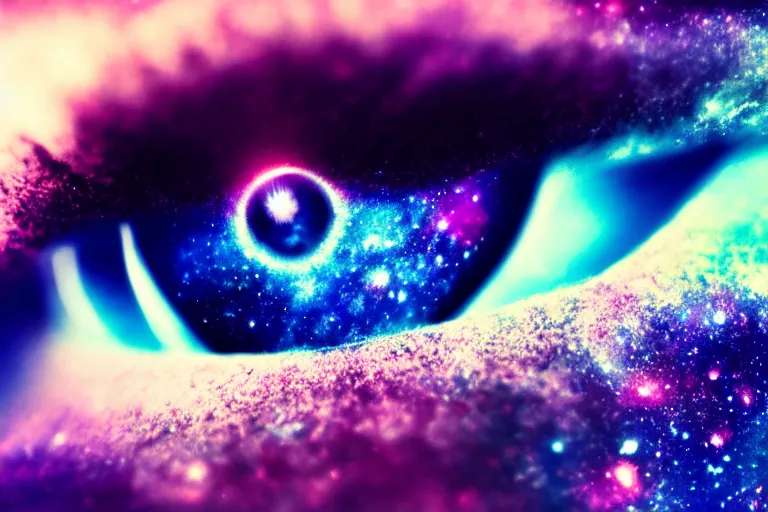 Prompt: a galaxy is inside of an eye, beautiful eye, eye, eye of a woman, realistic, ultra realistic, macro photo, beautiful, digital art, conceptual art, trending on artstation