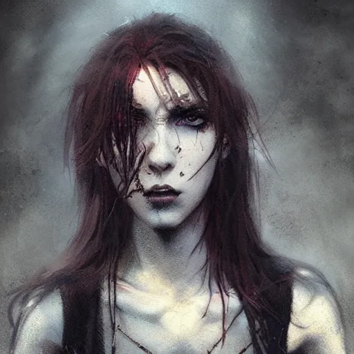 Prompt: teenage grunge punk rock, character headshot concept art, sharp, digital matte painting, art by luis royo, greg rutkowski, wlop, dramatic lighting, trending on artstation