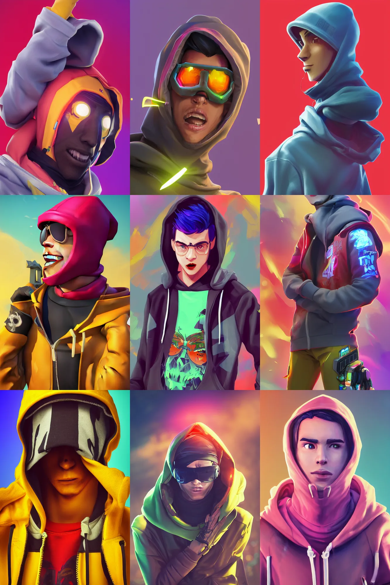 Prompt: a full body fully lit sharp focus realistic portrait digital octane render of a single young man dressed in 90s street clothing and a bright hoodie with face and body clearly visible and an attitude, fornite, overwatch, valorant, artstation trending, high quality, happy mood, artstation trending, vibrant colours, no crop, no helmet, entire character, blank background, face visible, SFW,