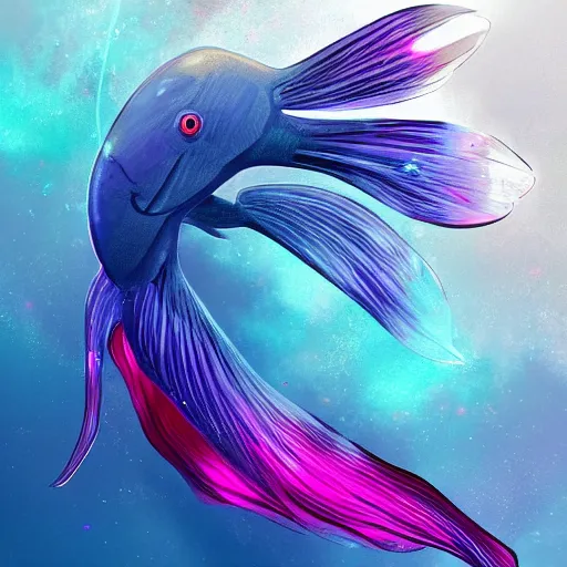 Image similar to A beatiful beta fish flashing amazing colors, digital art, trending on artstation