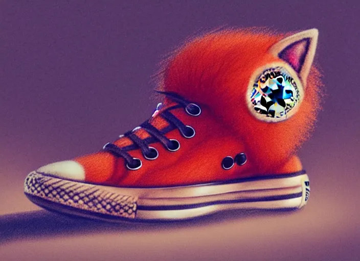 Image similar to highly detailed illustration of cute red fox wearing converse high tops, artstation, cinematic lighting, hyperdetailed, cgsociety, 8k, high resolution, insanely detailed and intricate