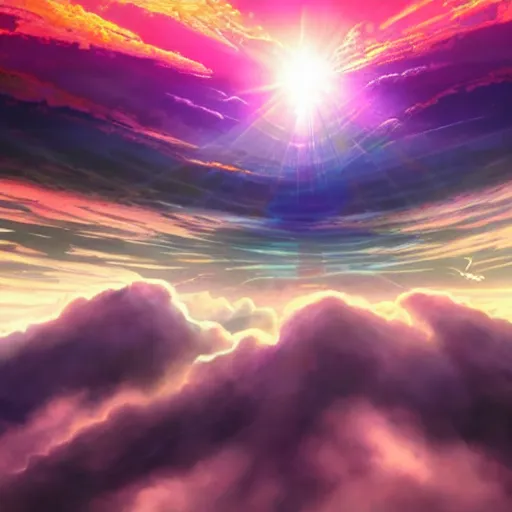 Image similar to beautiful surreal scenery artwork pixiv. gigantic architectural modern design node network of cloud computing soul dust. unthinkable dream cloud computer vast expanding lush worldly infinites. sublime god lighting, sun rays, cold colors. insanely detailed, artstation!! pixiv!! infinitely detailed