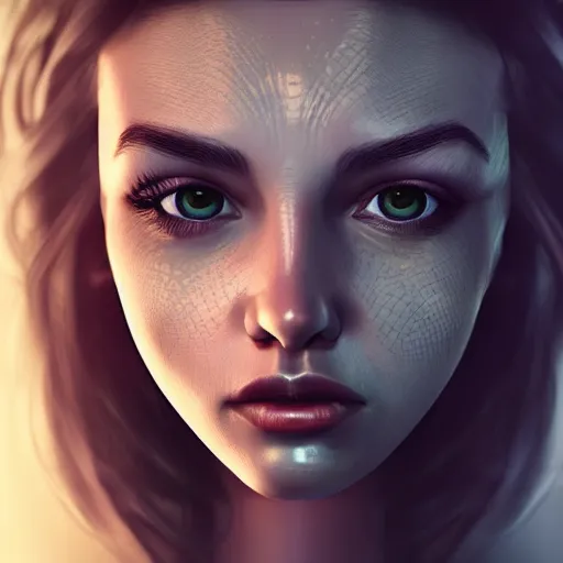 Image similar to beautiful girl with human face and xenomorph body, cute - fine - face, pretty face, realistic shaded perfect face, fine details, 8 k, moody lighting, cinematic lighting,