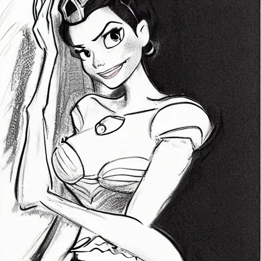 Image similar to milt kahl sketch of victoria justice with curvy body as princess padme from stars wars episode 3