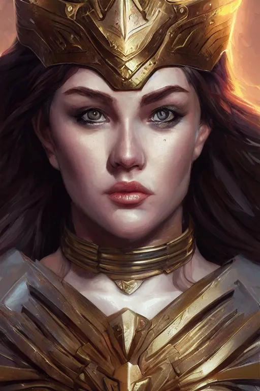 Image similar to amazon valkyrie athena, d & d, fantasy, portrait, highly detailed, headshot, digital painting, trending on artstation, concept art, sharp focus, illustration, art by artgerm and greg rutkowski and magali villeneuve