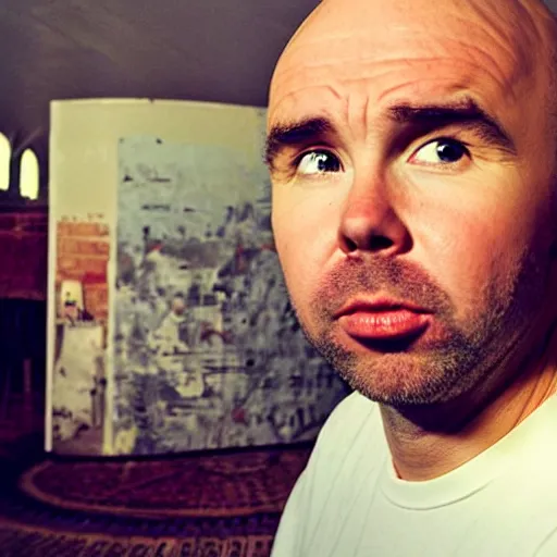 Prompt: Karl Pilkington, very very very very very very very very very very round shiny head