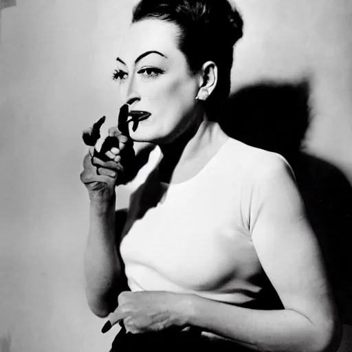 Image similar to joan crawford smoking a joint, photo journalism