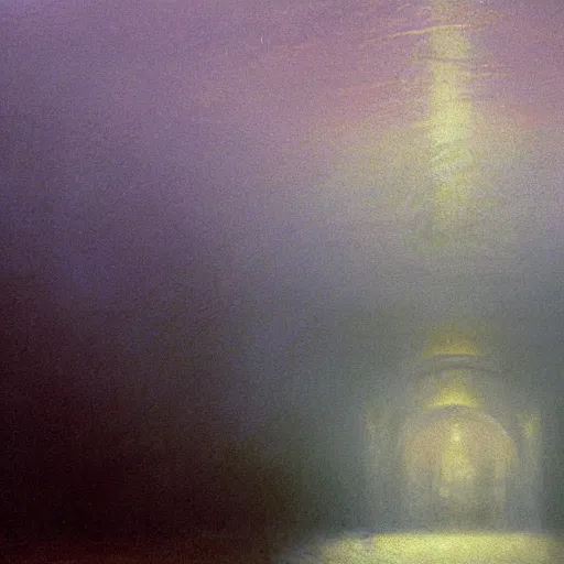 Prompt: A highly detailed hallway liminal space by Ivan Aivazovsky and Nicholas Roerich, impressionistic brushwork, silent hill aesthetic