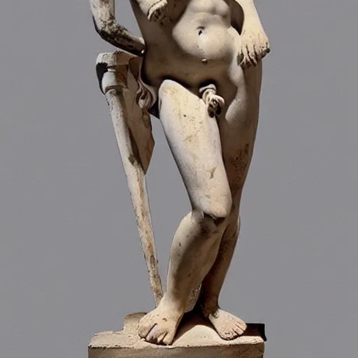 Prompt: Ancient Greek statue of Aphrodite painted with beautiful calligraphy