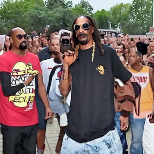 Prompt: snoop dogg starts a fight at burger king