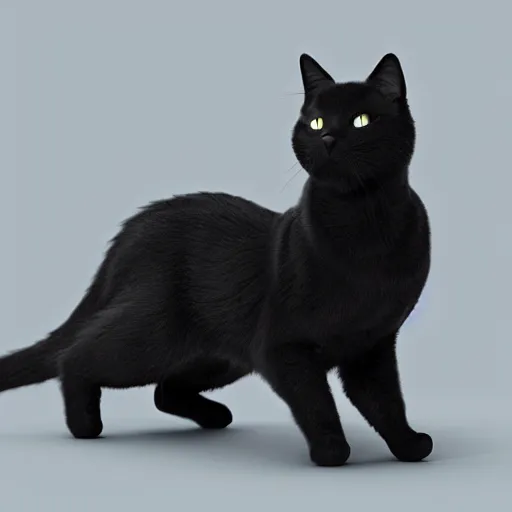 Image similar to Isometric black cat, octane render, realistic lighting