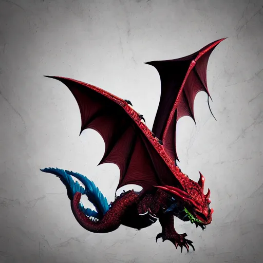Image similar to dragon,big,monster,beast,furry,red,black,realistic render,spike,light,back round, four wings,fire,