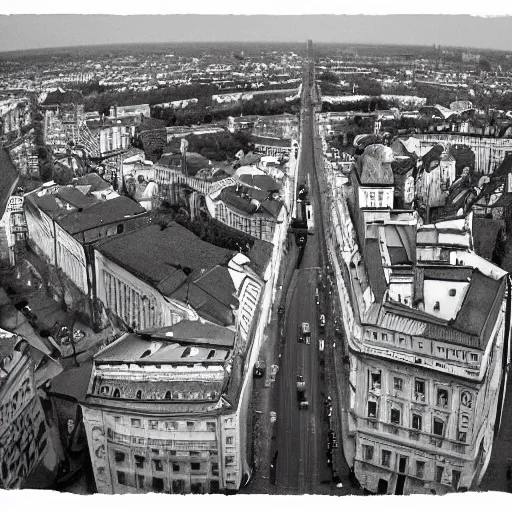 Prompt: Pruszków panorama cinematic shot by Andrei Tarkovsky