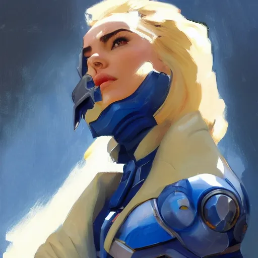 Image similar to greg manchess portrait painting of partially armored emma grace frost overwatch character, medium shot, asymmetrical, profile picture, organic painting, sunny day, matte painting, bold shapes, hard edges, street art, trending on artstation, by huang guangjian and gil elvgren and sachin teng