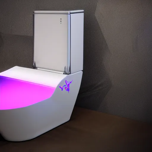 Image similar to a concept art of a gaming toilet with rtx and rgb lighting by razer