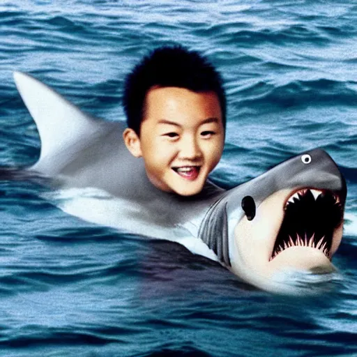 Prompt: Justin Sun as a shark in Jaws