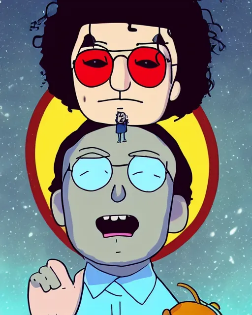 Image similar to portrait of michael jackson in the style of justin roiland. cinematic lighting. style of rick & morty. photographic, photography. by justin roiland