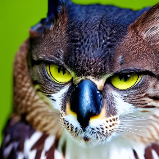 Image similar to a falcon - cat - hybrid, animal photography