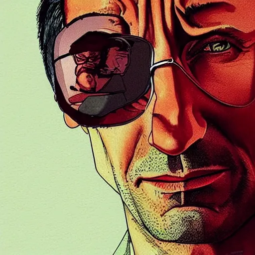 Image similar to “ hugh jackman retro minimalist portrait by jean giraud, moebius starwatcher comic, 8 k ”