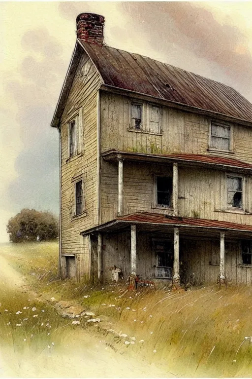 Image similar to ( ( ( ( ( 1 9 5 0 s farm house. muted colors. ) ) ) ) ) by jean - baptiste monge!!!!!!!!!!!!!!!!!!!!!!!!!!!!!!