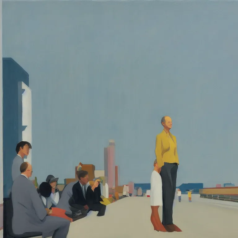 Prompt: dreaming from new economy and a new finacial system, painted by Alex Katz, painted by Edward Hopper, airbrush