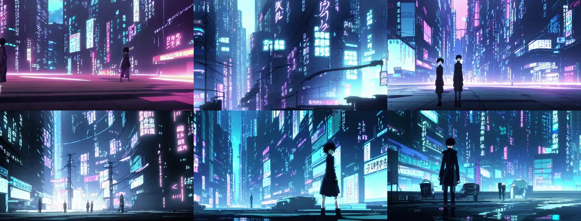 Prompt: an image from the cyberpunk neon-noir detective anime film by makoto shinkai, in the anime series ergo proxy