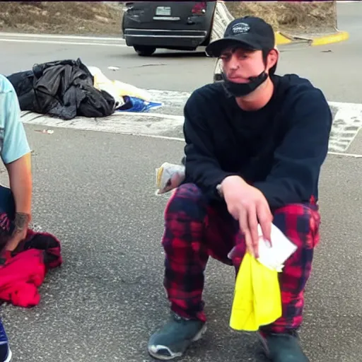 Image similar to MrBeast donating 1 million dollars in cash to a homeless person