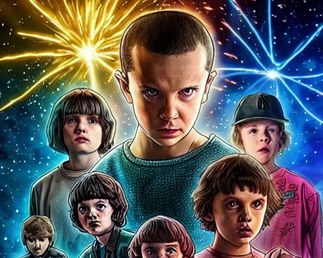 Image similar to eleven from stranger things going super saiyan