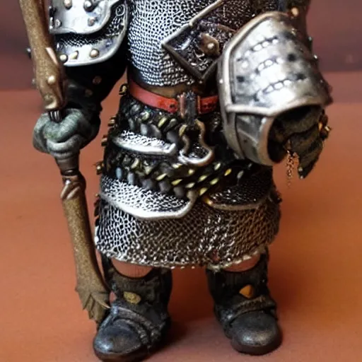 dwarf fighter wearing chainmail armor holding a large