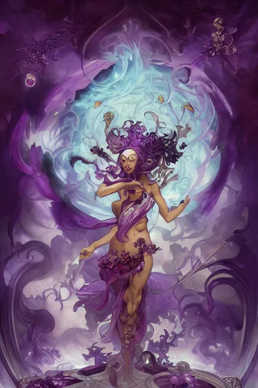 Image similar to purple fire magic, amethyst, magical, painted purple, rpg, icon, by nekro, peter mohrbacher, alphonse mucha, brian froud, yoshitaka amano, kim keever, victo ngai, james jean