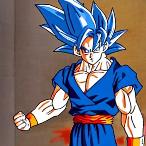 Image similar to low quality photo of goku in the backrooms