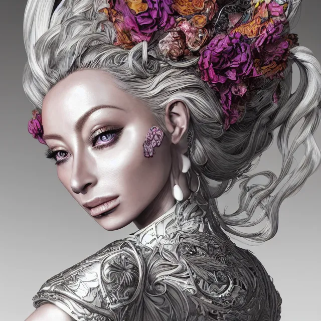 Image similar to the portrait of isabelledeltore as an absurdly beautiful, graceful, elegant, sophisticated, an ultrafine hyperdetailed illustration by kim jung gi, irakli nadar, intricate linework, bright colors, octopath traveler, final fantasy, unreal engine 5 highly rendered, global illumination, radiant light, detailed and intricate environment