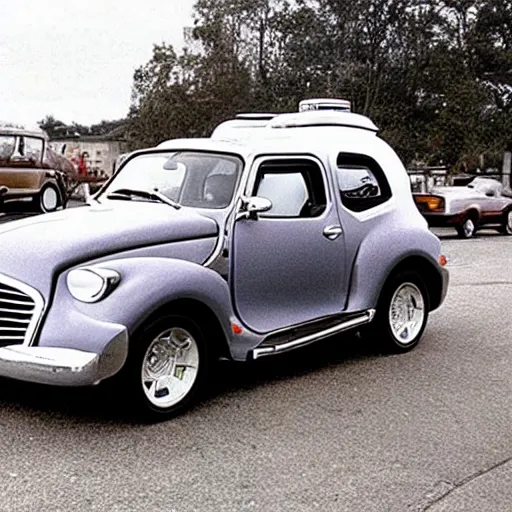 Image similar to pt cruiser time machine, photo still from the movie back to the future