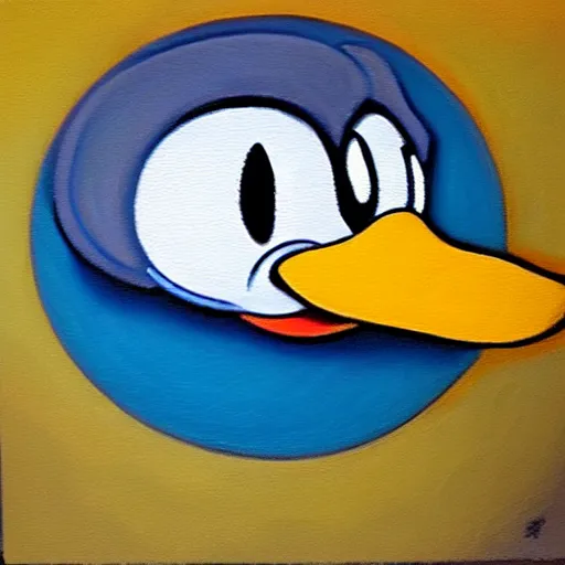 Image similar to donald duck, oil painting